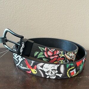 Ed Hardy Men's Finest Tattooing Reversible Belt New